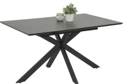 Esstisch CHANDLER 140-180 x 90/76 cm anthrazit/schwarz/Keramikoptik