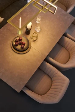 Esstisch CHANDLER 140-180 x 90/76 cm anthrazit/schwarz/Keramikoptik