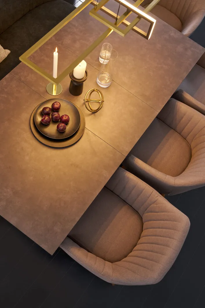 Esstisch CHANDLER 140-180 x 90/76 cm anthrazit/schwarz/Keramikoptik