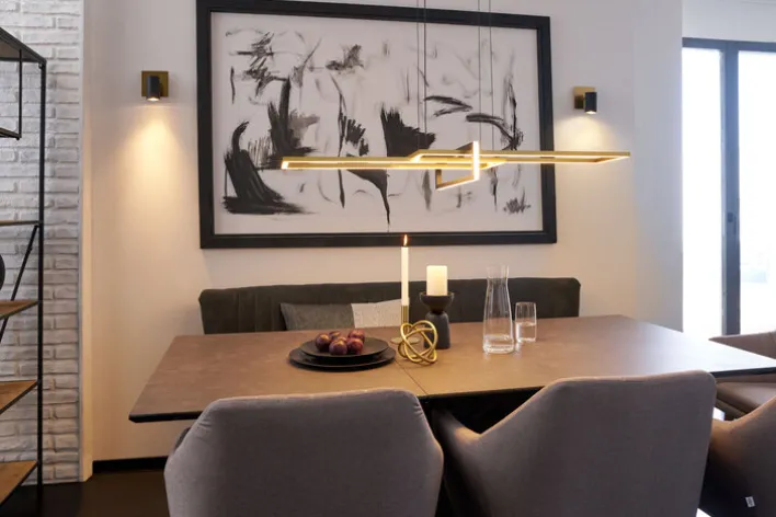 Esstisch CHANDLER 140-180 x 90/76 cm anthrazit/schwarz/Keramikoptik