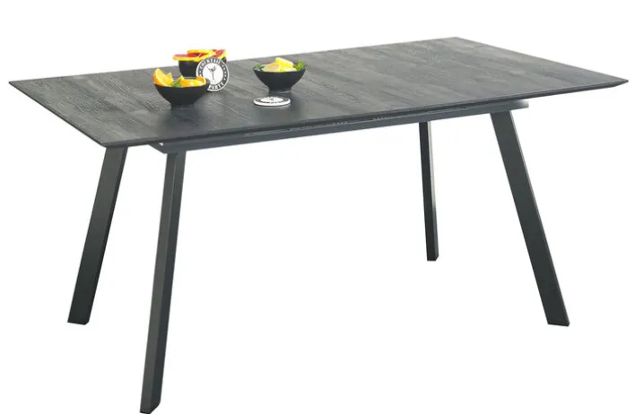 Esstisch CHICAGO 160/210 x 90 cm Flamed Wood Black