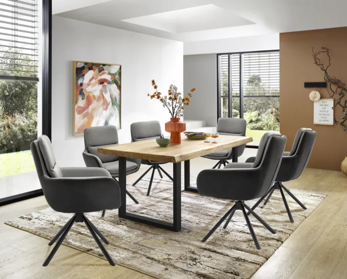 Esstisch CHRISTIAN 180 x 100 cm Eiche massiv geölt/schwarz