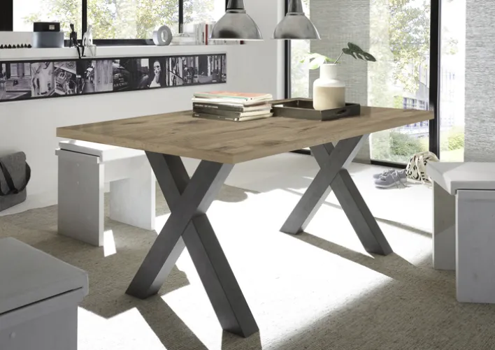 Esstisch DAKARI 200 x 100 cm Viking Oak-Optik/graphit