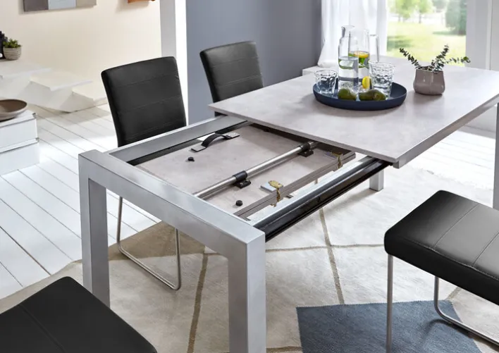 Esstisch DASH 130-190 x 80 cm Glasplatte weiß