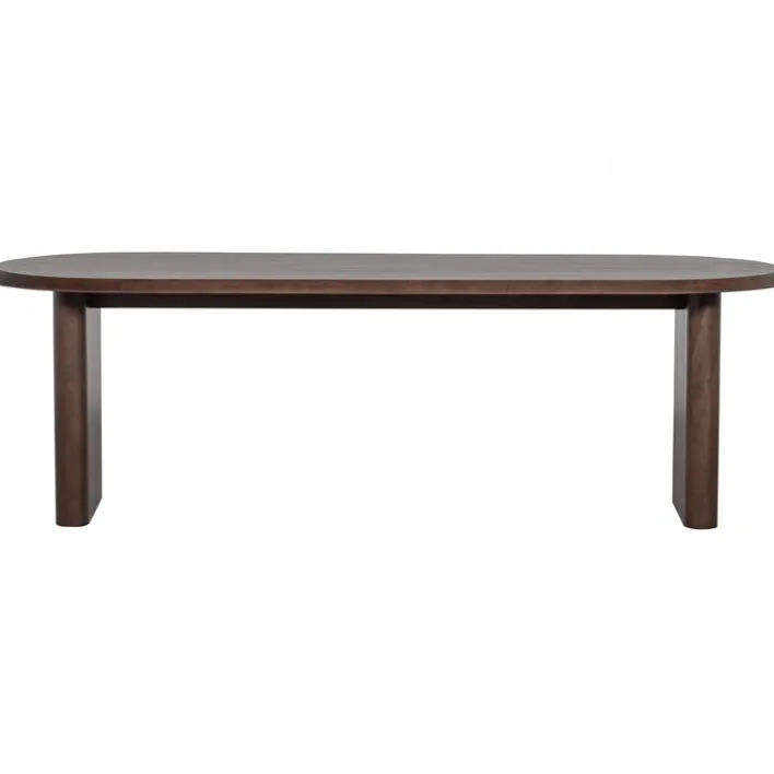 Esstisch ELLIPS 240 x 90 cm Mangoholz in Nussbaum lackiert