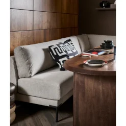 Esstisch ELLIPS 240 x 90 cm Mangoholz in Nussbaum lackiert