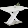 Esstisch ELVIRA 120 (160) cm x 80 cm Glasplatte weiß/silberfarbig