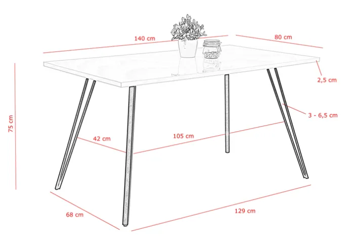 Esstisch JENNIFER 180 x 90 cm Hochglanz weiß/schwarz