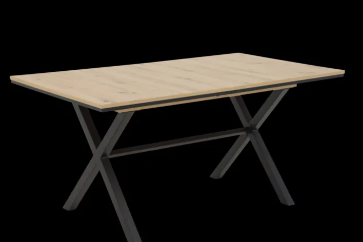 Esstisch KARINA 160 (200) x 90 cm Artisan-Eiche-Dekor braun/schwarz