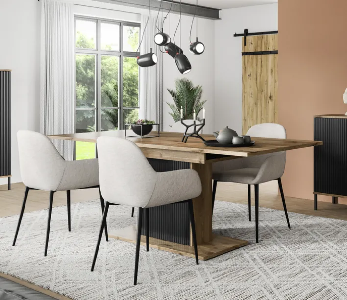 Esstisch Lou 160 x 90 x 76 cm ausziehbar Nox Oak Nachbildung Braun