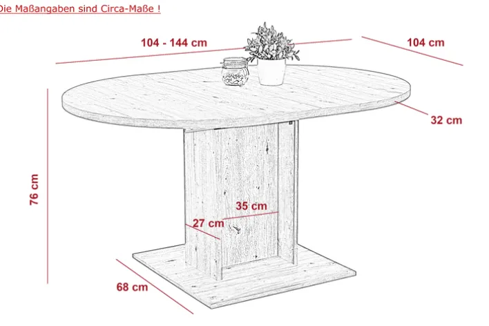 Esstisch RONDA 104 (144) x 104 cm Artisan-Eiche-Dekor braun