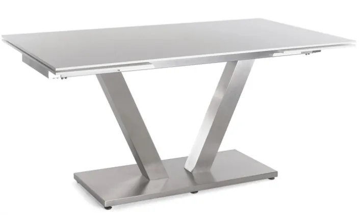 Esstisch SETA 160-250 x 90 cm Edelstahl/Glas grau