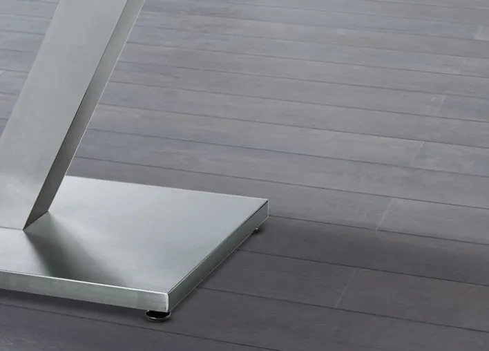 Esstisch SETA 160-250 x 90 cm Edelstahl/Glas grau