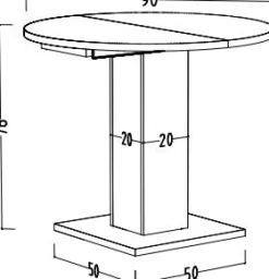 Esstisch TAPAS Ø 90-130 x 90 cm braun/weiß