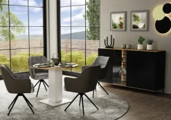 Esstisch TAPAS Ø 90-130 x 90 cm braun/weiß