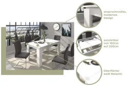 Esstisch TITAN 160 - 200 x 90 cm weiß