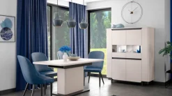 Esstisch VODOL 160-200x75 cm Sand/Schwarz