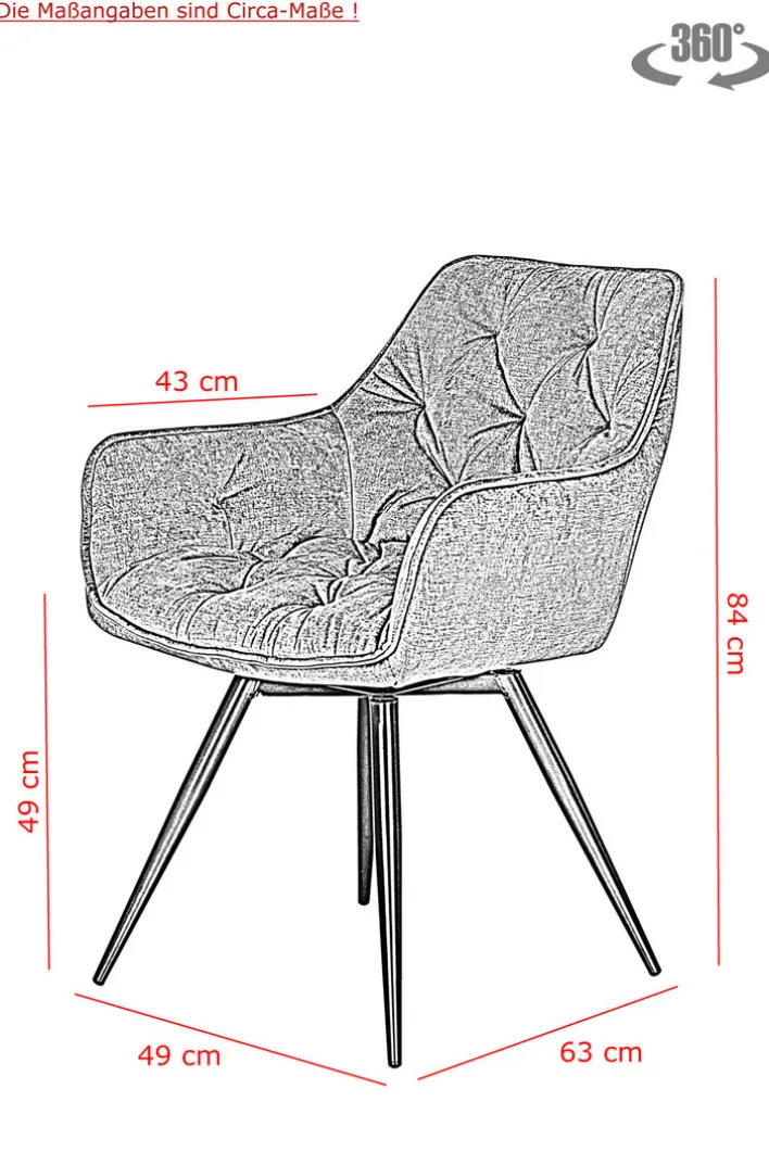 Esszimmerstuhl FLORENTINA 2er Set anthrazit