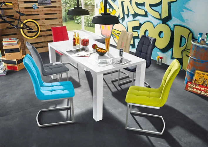 Esszimmerstuhl HURLEY Lederlook grau