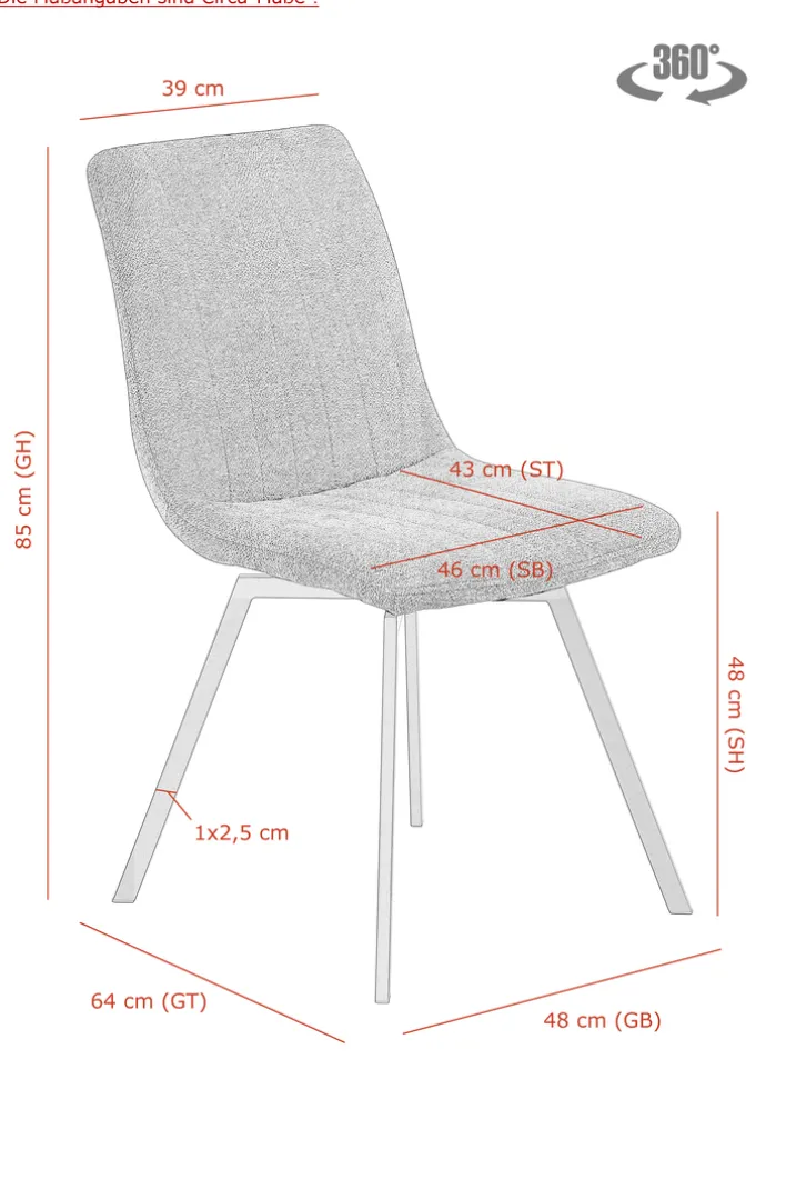 Esszimmerstuhl MARION 2er Set Stoffbezug Teddyoptik anthrazit