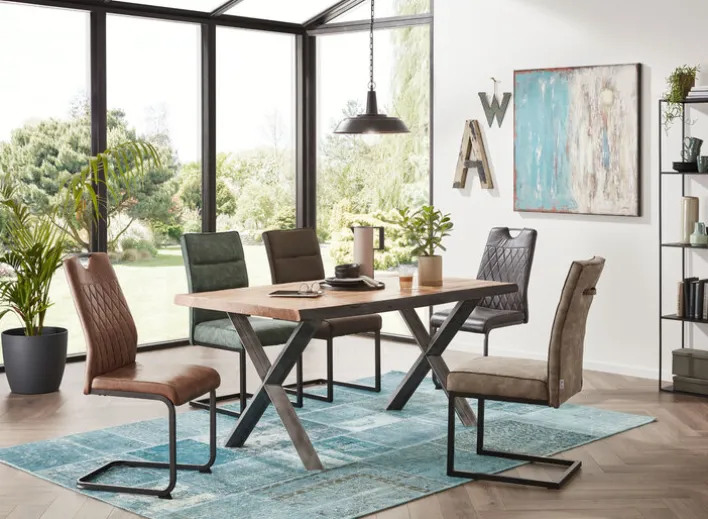 Esszimmerstuhl RANI 4er Set Vintage anthrazit