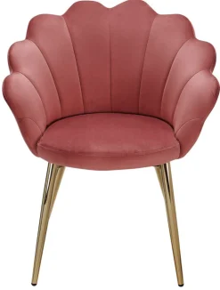 Esszimmerstuhl Samtstoff rosa/goldfarbig