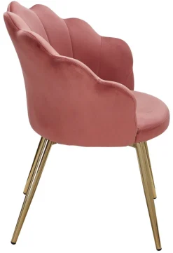 Esszimmerstuhl Samtstoff rosa/goldfarbig