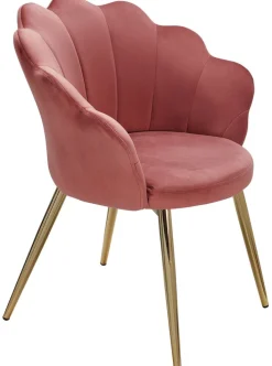 Esszimmerstuhl Samtstoff rosa/goldfarbig