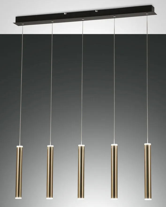 FABAS LUCE LED Balkenpendel PRADO 5-flg messingfarbig