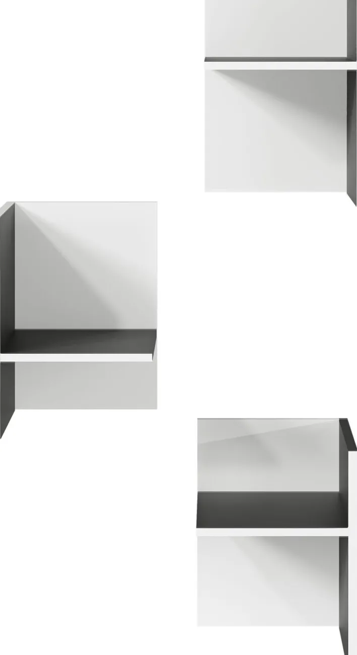 Facheinsätze PASADENA 3-teilig Graphit/ Weiß