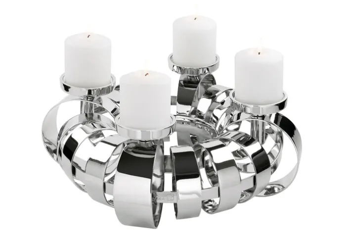 FINK Adventskranz ANELLO 40 cm Metall vernickelt silberfarbig