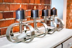 FINK Kerzenhalter für 4 Kerzen GORDON Metall vernickelt 85 cm