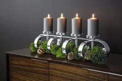 FINK Kerzenhalter für 4 Kerzen GORDON Metall vernickelt 85 cm