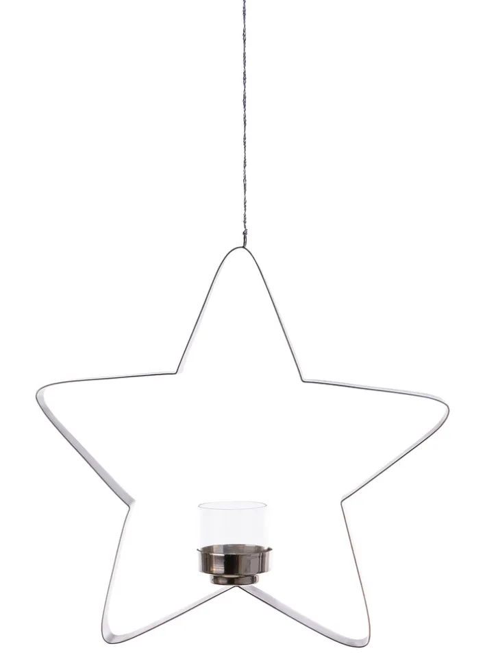 Fink Weihnachten Teelichthalter STACEY 30cm Edelstahl/Glas