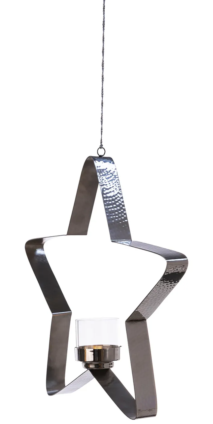 Fink Weihnachten Teelichthalter STACEY 30cm Edelstahl/Glas