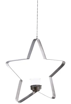 Fink Weihnachten Teelichthalter STACEY 30cm Edelstahl/Glas