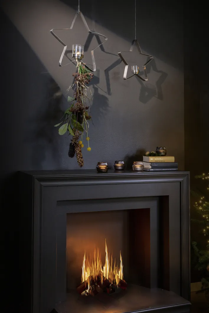 Fink Weihnachten Teelichthalter STACEY 30cm Edelstahl/Glas