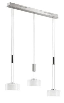 FISCHER & HONSEL LED Balkenpendel LAVIN nickelfarbig/opal