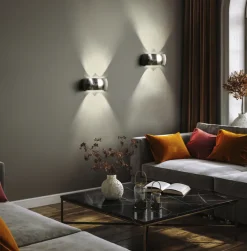 FISCHER & HONSEL LED Wandleuchte ALBI, Metall, rund, 20 x 10 cm, Alu-/Nickelfarbig