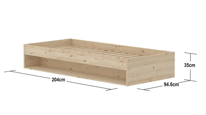 FLEXA Bett GROW mit Regal 90 x 200 cm braun