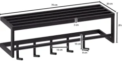 Garderobe 70 x 20 cm Metall schwarz