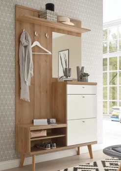 Garderobe LENA_MERLE Eiche Riviera NB/ weiß matt