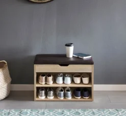 Garderobenbank 60 x 44 cm grau/braun