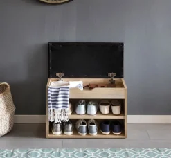 Garderobenbank 60 x 44 cm grau/braun