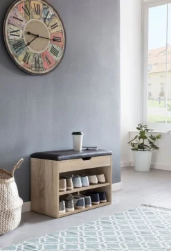 Garderobenbank 60 x 44 cm grau/braun