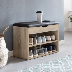 Garderobenbank 60 x 44 cm grau/braun