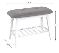 Garderobenbank 60 x 44 cm Weiß/ Grau