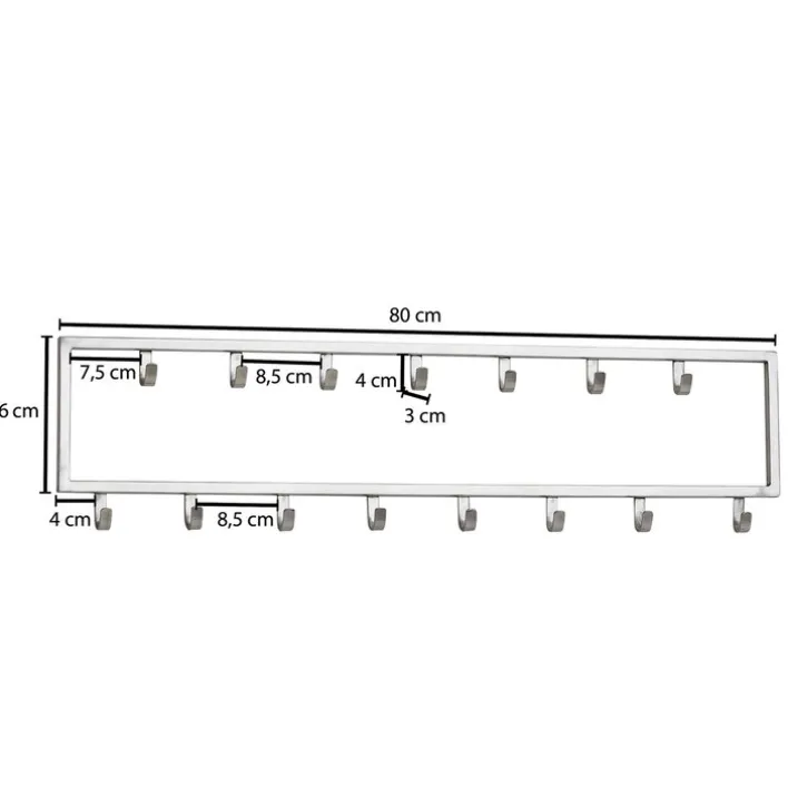 Garderobenleiste 80 x 20 cm Silberfarbig