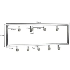 Garderobenleiste 50 x 20 cm silberfarbig