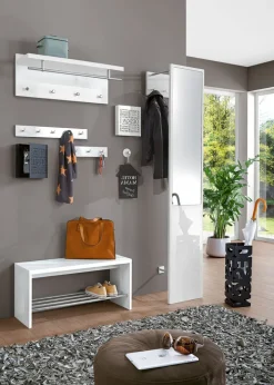 Garderobenleiste EDDY Hochglanz 57 x 8 x 5 cm Holz weiß